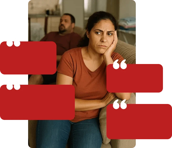 Mujer agotada y desatendida en la relación